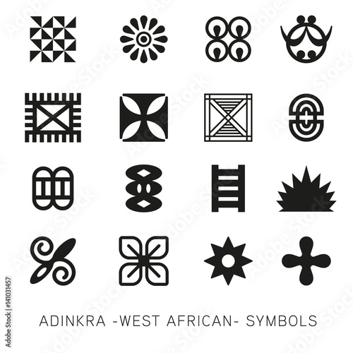 Set of akan and adinkra -west african- symbols vector
