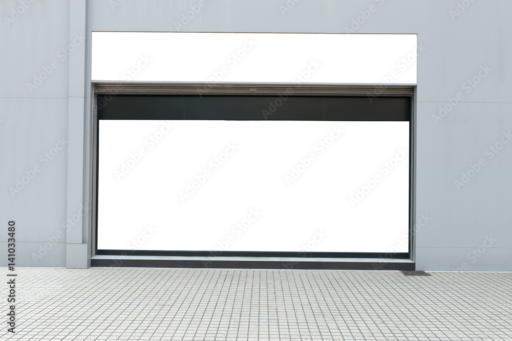 Obraz premium Street, Banner - Sign, Lighting Equipment, Billboard, Advertisement,Large blank billboard on a street wall, banners with room to add your own text