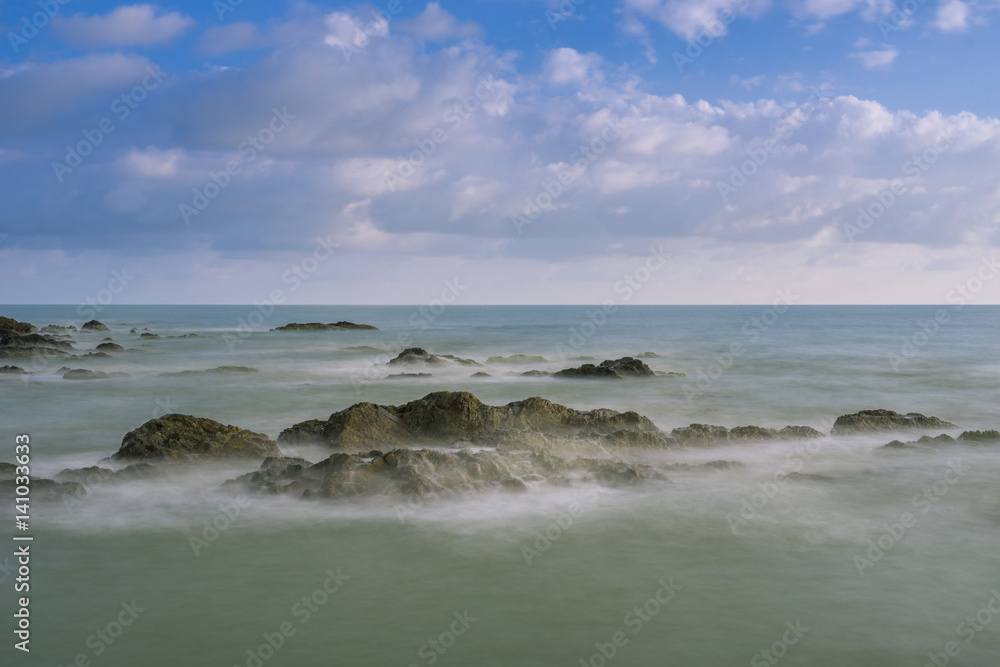 Beautiful scenery during sunrise at Pandak Beach located in Terengganu, Malaysia