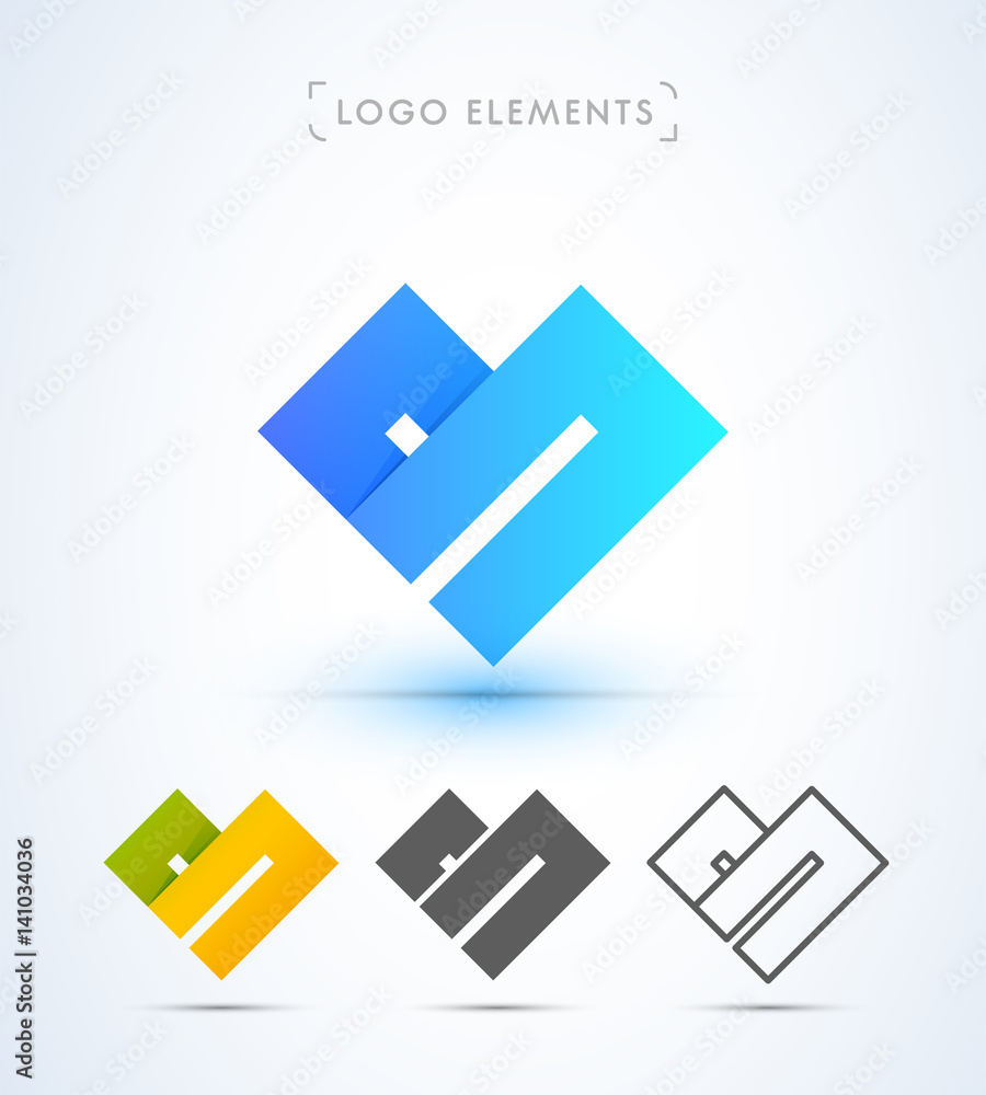 Vector abstract ribbon logo design. Application icon. Heart Vector abstract ribbon logo design. Application icon. Heart