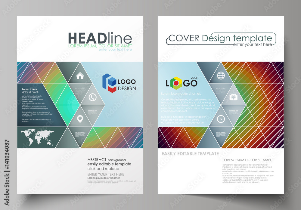 Business templates for brochure, flyer, booklet. Cover template, abstract vector layout in A4 size. Minimalistic design with circles, diagonal lines. Geometric shape, beautiful retro background Business templates for brochure, flyer, booklet. Cover template, abstract vector layout in A4 size. Minimalistic design with circles, diagonal lines. Geometric shape, beautiful retro background