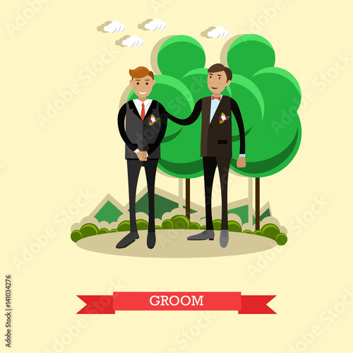 Vector Illustration of Groom in flat style