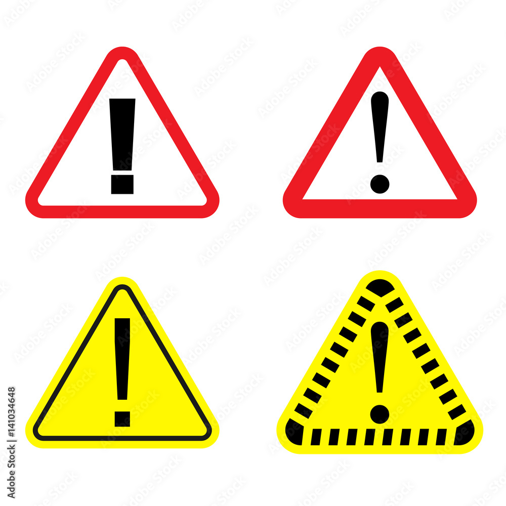 Danger signs set on a white background. Danger icon. Vector illustration. Danger signs set on a white background. Danger icon. Vector illustration.