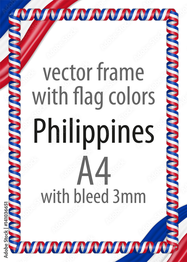 Obraz premium Frame and border of ribbon with the colors of the Philippines flag
