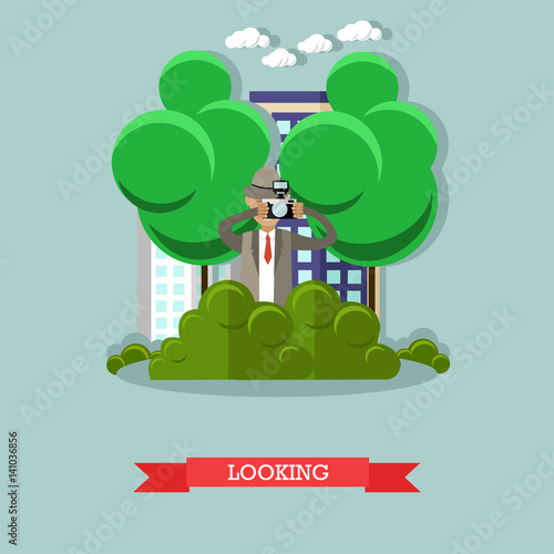 Secret observation vector illustration in flat style