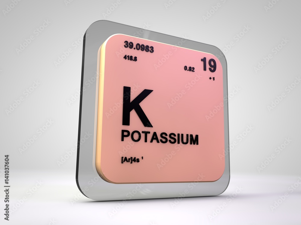 potassium - K- chemical element periodic table 3d render potassium - K- chemical element periodic table 3d render