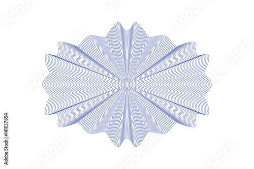Guilloche decorative rosette element. Digital watermark. It can be used as a protective layer for certificate, voucher, banknote, money design, currency, note, check, ticket, reward etc