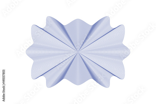Guilloche decorative rosette element. Digital watermark. It can be used as a protective layer for certificate, voucher, banknote, money design, currency, note, check, ticket, reward etc