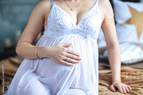 Close-up of the belly of a pregnant woman