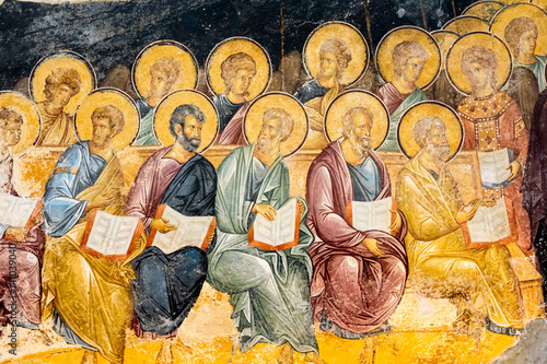 Картината върху платно Scene from the judgment day, an old fresco painting in Chora church