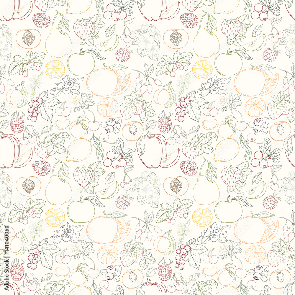 Naklejka premium The seamless fruit pattern