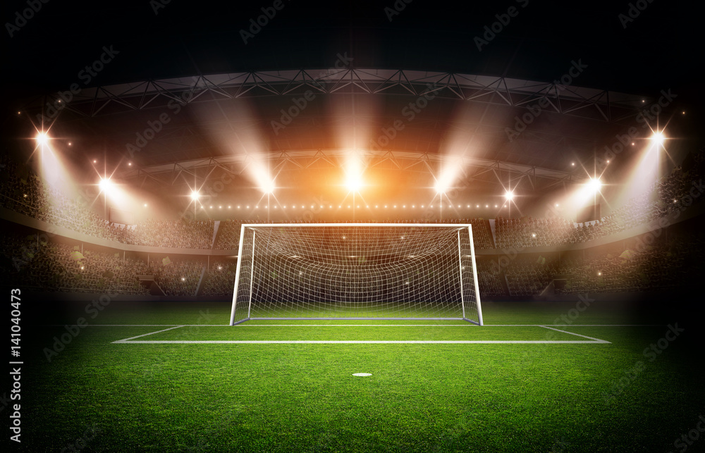 Obraz premium Stadiım and Goal post ,3d rendering