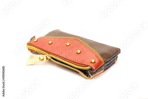brown purse on isolated