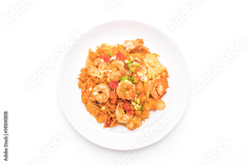 fried rice with korea spicy sauce and shrimps