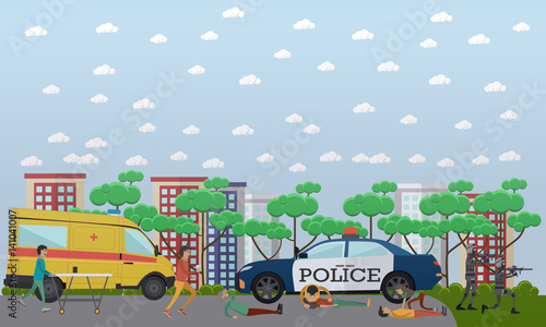 Outside emergency help vector illustration in flat style