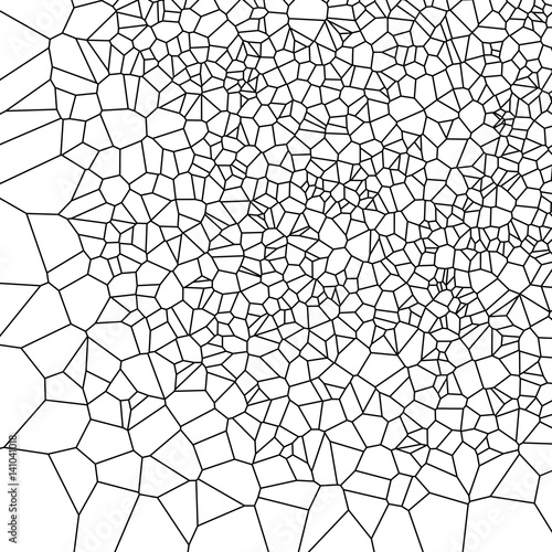 Seamless geometric black and white ornament generated by random cells