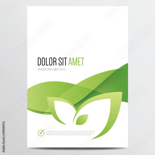 Green eco brochure, flyer, magazine cover, poster template. Modern vector leaf, environment design.