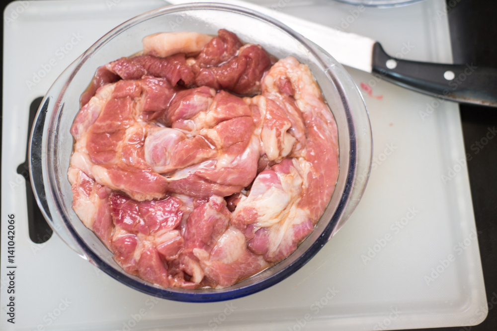 Marinated raw pork