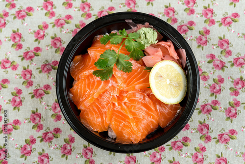 japanese food Mix Sashimi Chirashi Rice Bowl