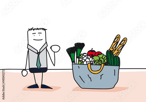 Homme ayant fait les provisions