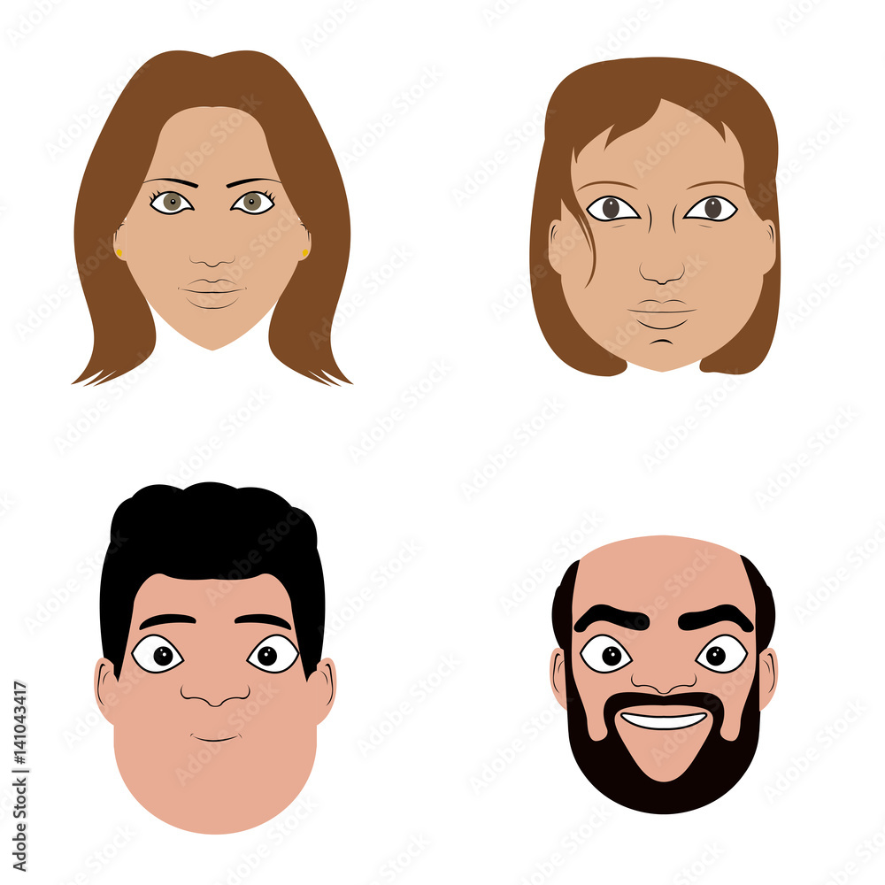 Set of different portaits of people, Vector illustration Set of different portaits of people, Vector illustration