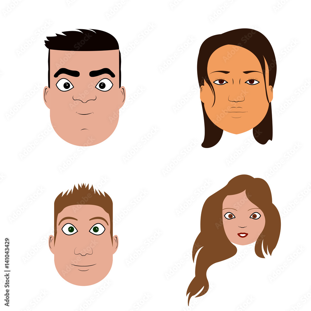 Set of different portaits of people, Vector illustration Set of different portaits of people, Vector illustration