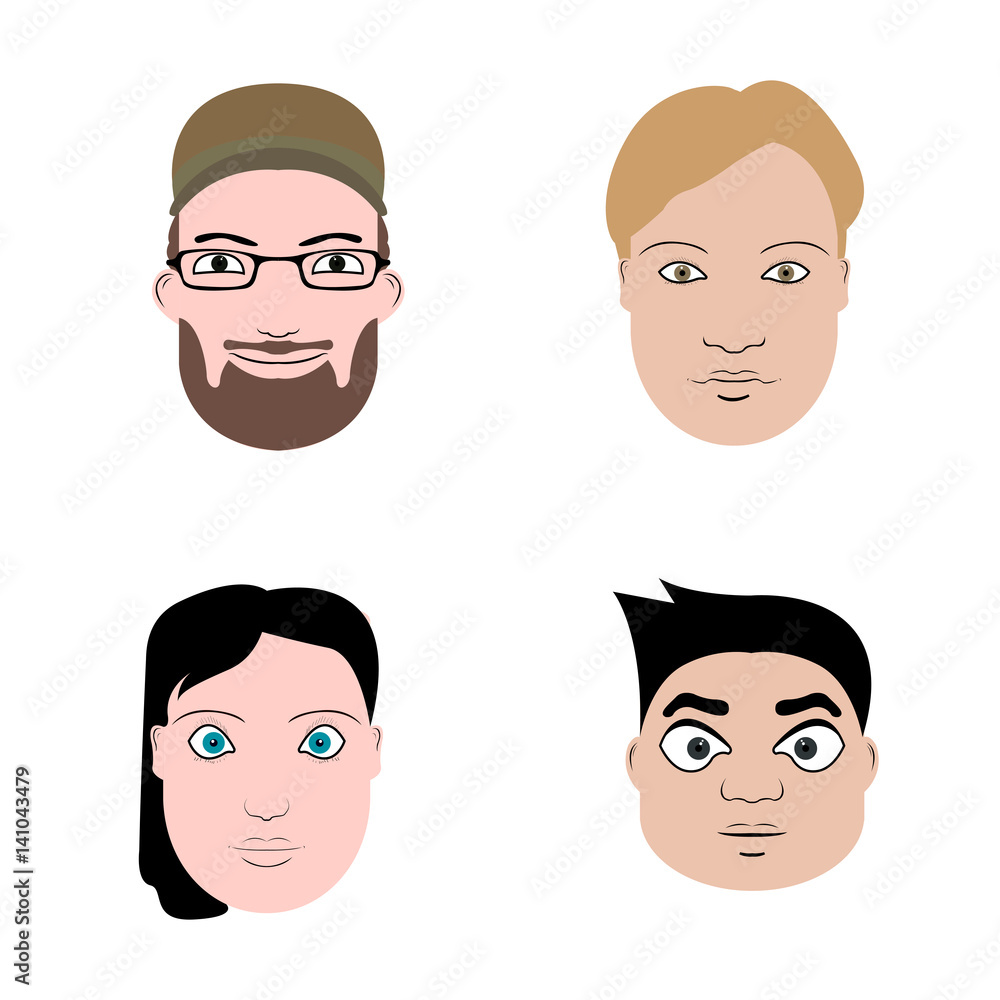 Set of different portaits of people, Vector illustration Set of different portaits of people, Vector illustration