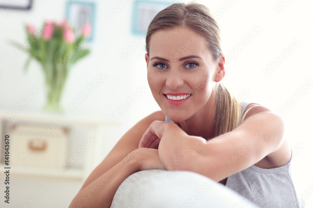 Happy woman resting at home Happy woman resting at home