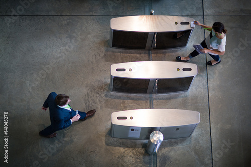 Overhead view of security gates 