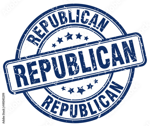 republican blue grunge round vintage rubber stamp