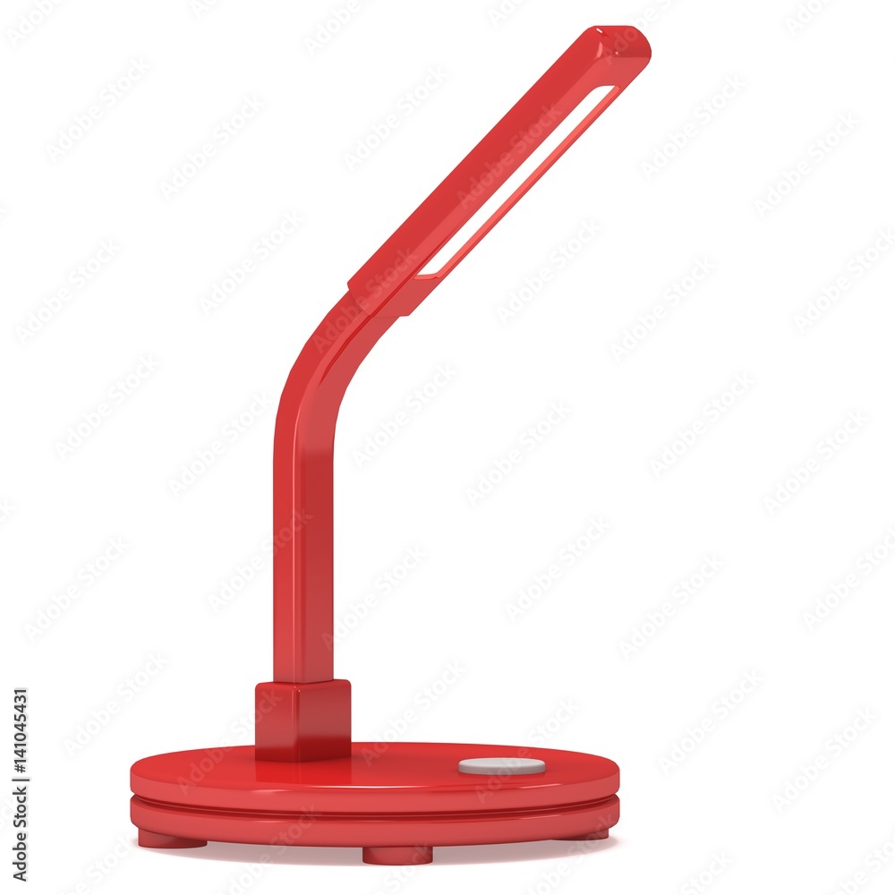 Led Sensor Desk Red Lamp. 3D render isolated on white background. Template for Object Presentation.