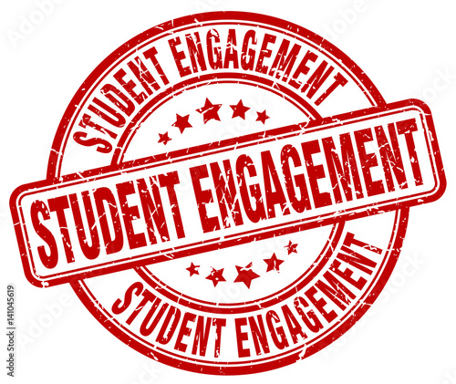 student engagement red grunge stamp