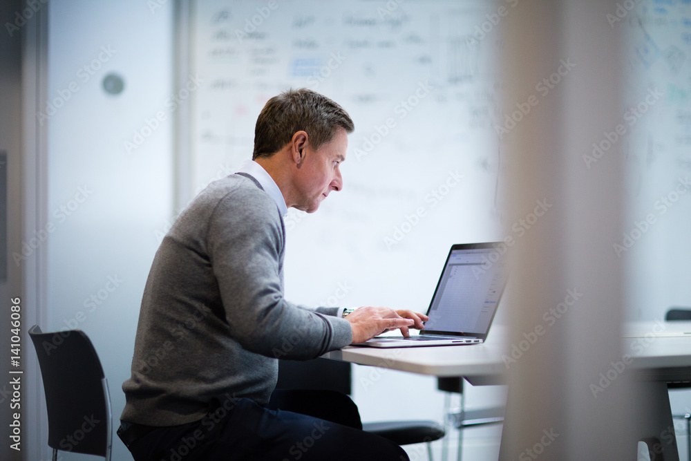 Businessman working on a presentation Businessman working on a presentation