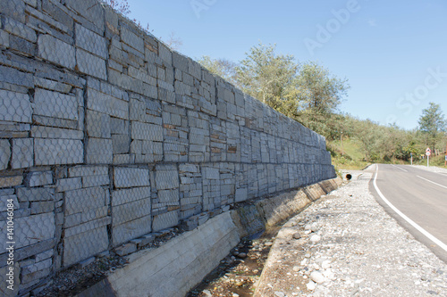 Stone wall at the road