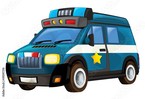 cartoon police car truck isolated