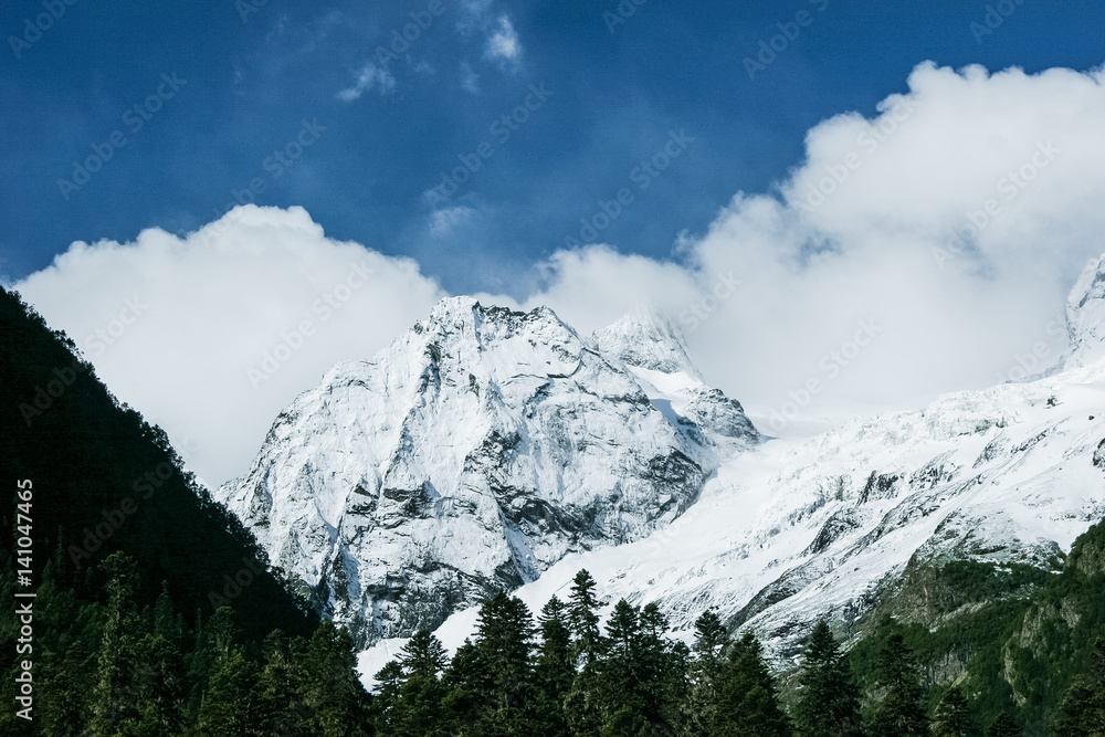 Mountains landscape high peaks scenery wild nature calm scene.