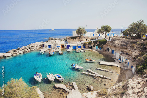 Fototapeta Naklejka Na Ścianę i Meble -  Beautiful fishing village Mandrakia, Milos island, Cyclades, Greece