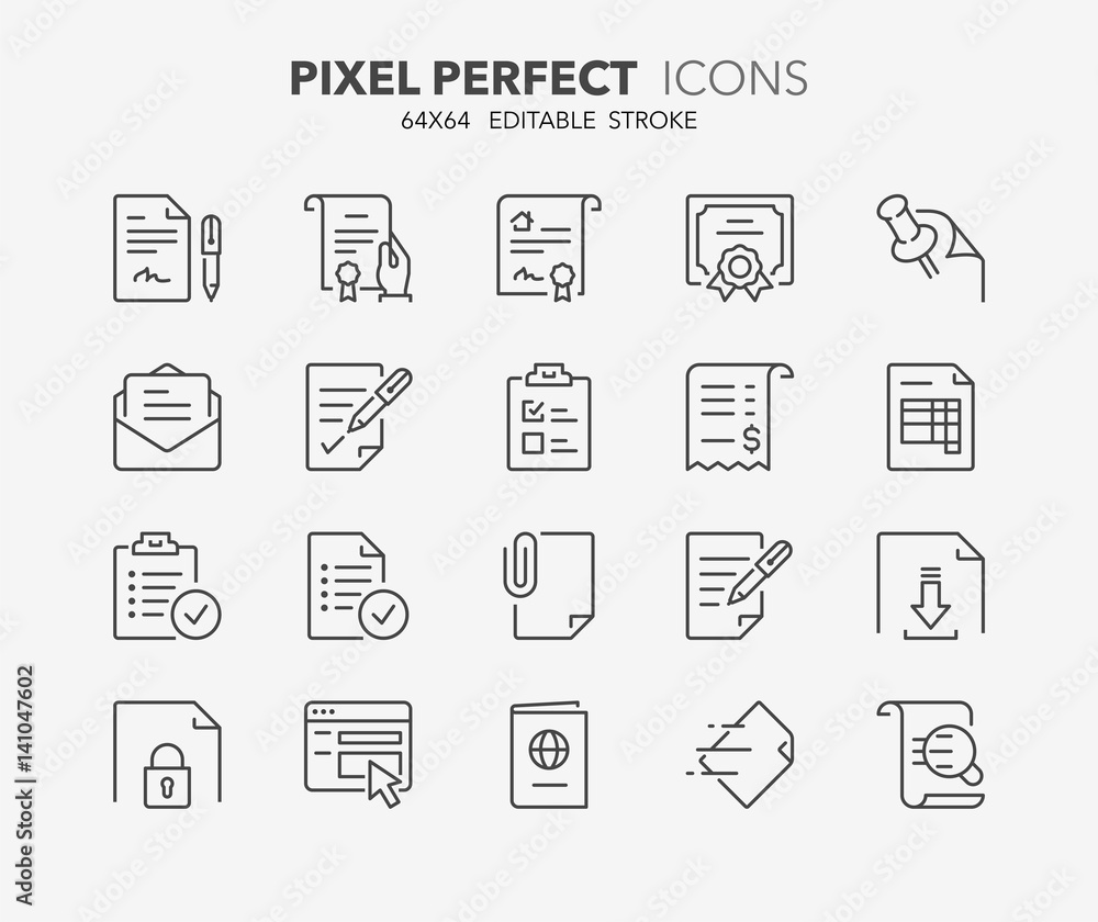 documents thin line icons documents thin line icons