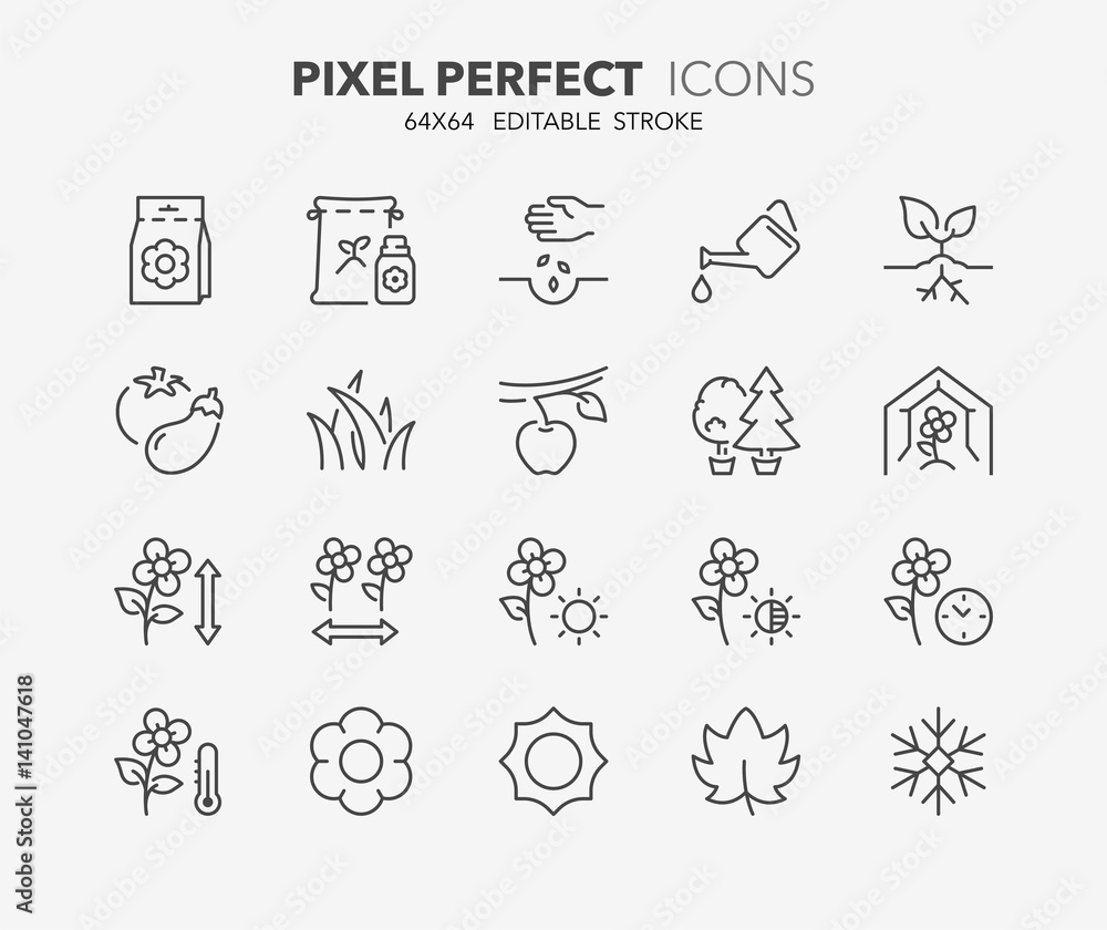 garden and seeding thin line icons 1