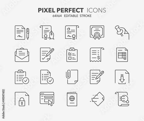 documents thin line icons photo