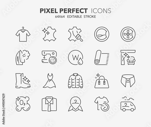 laundry services thin line icons