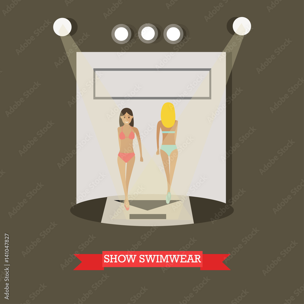 Show swimwear concept vector illustration in flat style Stock