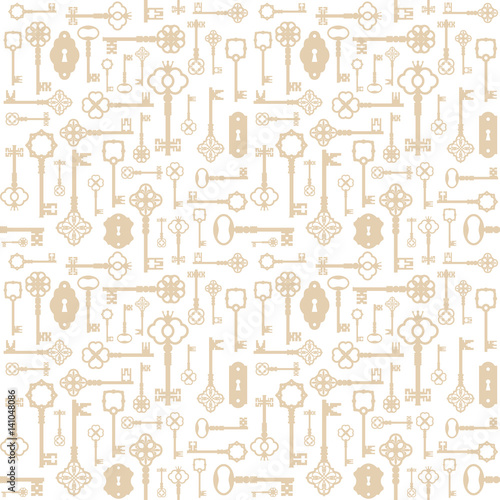 Vintage keys seamless pattern background. For print and web.