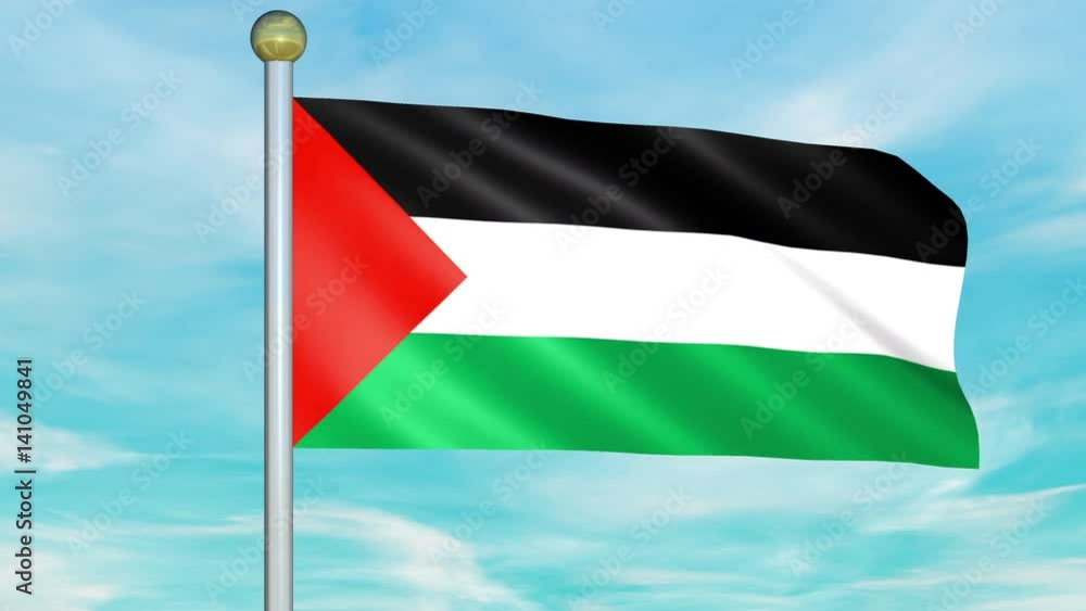 Looping Animated Flag of Palestine on a Pole Looping Animated Flag of Palestine on a Pole