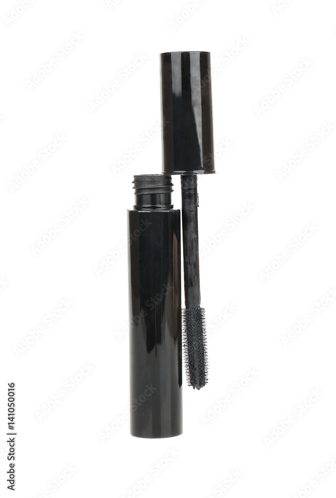 Open black mascara isolated on white background Open black mascara isolated on white background