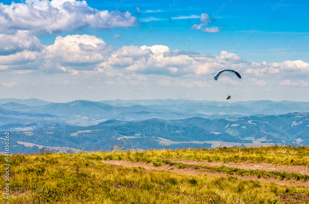 Skydiving extreme over the mountains Skydiving extreme over the mountains