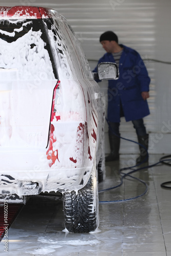 Kaluga, Russia - March, 16, 2017: Car in a car washing station in Kaluga