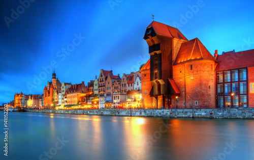 Obraz na płótnie Gdańsk widok miejski o zmierzchu