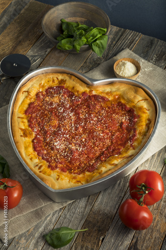 Homemade Heart Shaped Chicago Deep Dish Pizza