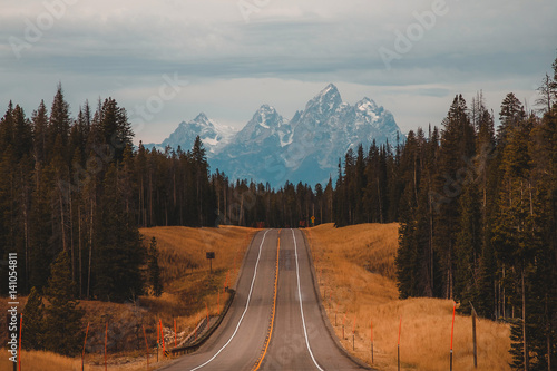 Rural road, Jackson Hole, Teton County, Wyoming, USA